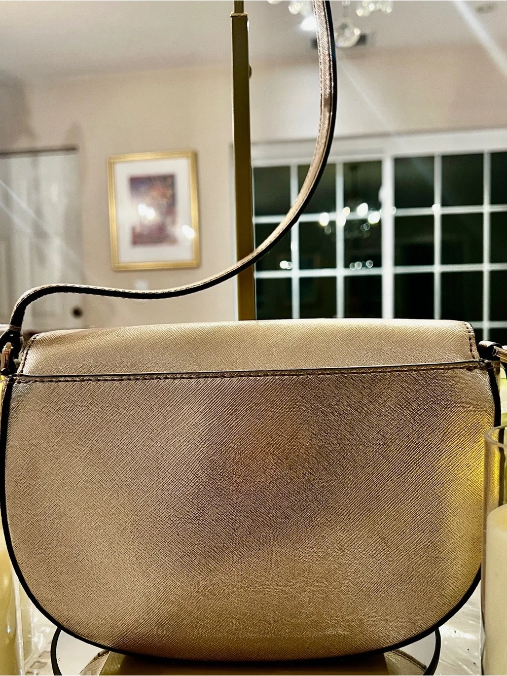 Kate Spade New York Rose Gold Saffiano Leather Flap Crossbody Bag